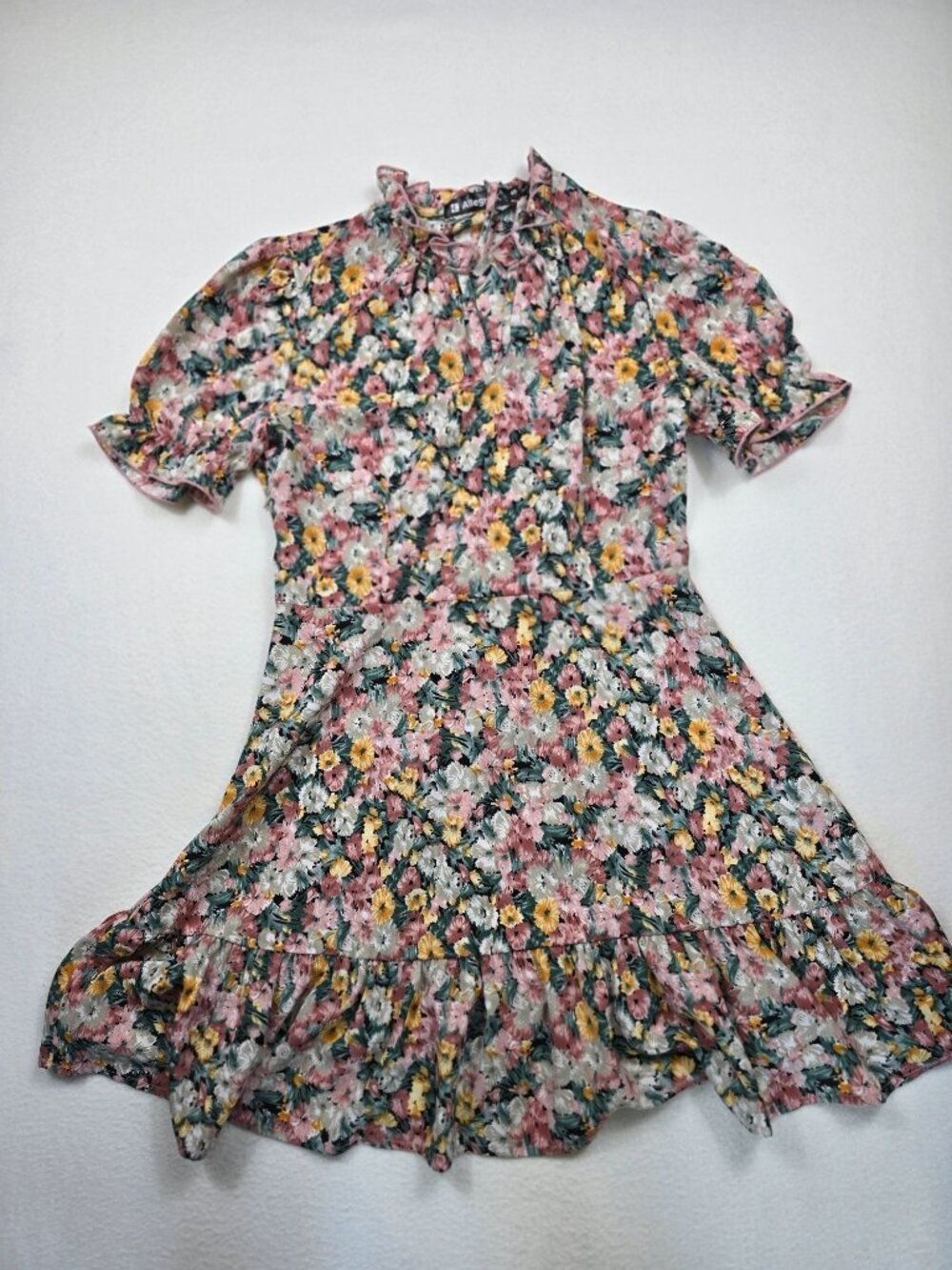 Allegra K Womens Floral Ruffle Hem Short Sleeve Dress S Cottage Core Boho Coquet